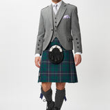 The Keville Light Grey Tweed Jacket & Waistcoat with Modern Douglas Kilt