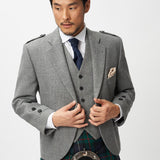 The Keville Light Grey Tweed Jacket & Waistcoat with Modern Robertson Kilt