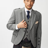 The Keville Light Grey Tweed Jacket & Waistcoat with Scottish Spirit Kilt