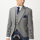 The Keville Light Grey Tweed Jacket & Waistcoat with Spirit of Bannockburn Kilt