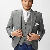 The Keville Light Grey Tweed Jacket & Waistcoat with Spirit of Bannockburn Trews