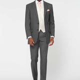 The Darnton - 3 Piece Mid Grey Suit | Ivory Dot Waistcoat