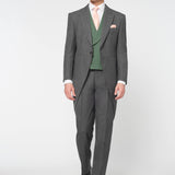 The Bidwell - 3 Piece Mid Grey Morning Suit | Deep Green Double Breasted Waistcoat