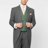 The Bidwell - 3 Piece Mid Grey Morning Suit | Deep Green Double Breasted Waistcoat