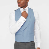 The Darnton - 3 Piece Mid Grey Suit | Pale Blue Double Breasted Waistcoat