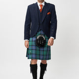 The Keville Navy Tweed Jacket & Waist Coat with Flower of Scotland Kilt