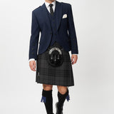 The Keville Navy Tweed Jacket & Waist Coat with Grey Spirit Kilt