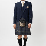 The Keville Navy Tweed Jacket & Waist Coat with Highland Storm Kilt