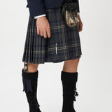 The Keville Navy Tweed Jacket & Waist Coat with Highland Storm Kilt