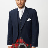 The Keville Navy Tweed Jacket & Waist Coat with Royal Stewart Kilt