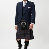 The Keville Navy Tweed Jacket & Waist Coat with Scottish Spirit Kilt