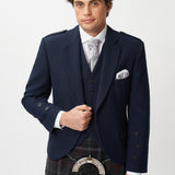 The Keville Navy Tweed Jacket & Waist Coat with Scottish Spirit Kilt