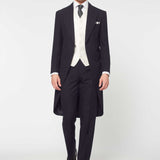 The Bidwell - 3 Piece Navy Morning Suit | Ivory Dot Waistcoat