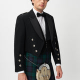 Prince Charlie Jacket & 3 Button Waistcoat with Black Watch Kilt