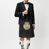 Prince Charlie Jacket & 3 Button Waistcoat with Grey Spirit Kilt