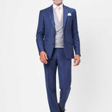 The Gregson - 3 Piece Italian Blue Suit | Dove Grey Double Breasted Waistcoat