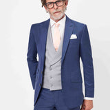The Gregson - 3 Piece Italian Blue Suit | Dove Grey Double Breasted Waistcoat