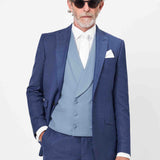 The Gregson - 3 Piece Italian Blue Suit | Pale Blue Double Breasted Waistcoat