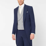 The Keadell - 3 Piece Blue Morning Suit | Dove Grey Double Breasted Waistcoat