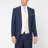 The Keadell - 3 Piece Blue Morning Suit | Ivory Dot Waistcoat