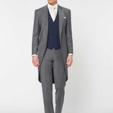 The Keadell - 3 Piece Grey Morning Suit | Blue Waistcoat