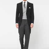 The Bidwell - 3 Piece Black Morning Suit | Dove Grey Double Breasted Waistcoat