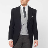 The Bidwell - 3 Piece Black Morning Suit | Dove Grey Double Breasted Waistcoat