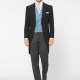 The Bidwell - 3 Piece Black Morning Suit | Pale Blue Double Breasted Waistcoat