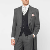 The Bidwell - 3 Piece Mid Grey Morning Suit | Black Waistcoat