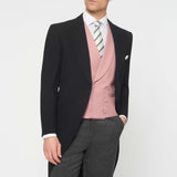 The Bidwell - 3 Piece Black Morning Suit | Pale Pink Double Breasted Waistcoat