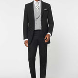 The Darnton - 3 Piece Black Suit | Dove Grey Double Breasted Waistcoat