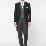 The Bidwell - 3 Piece Black Morning Suit | Deep Green Double Breasted Waistcoat