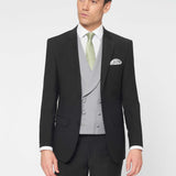 The Simkins - 3 Piece Black Slim Fit Suit | Dove Grey Double Breasted Waistcoat