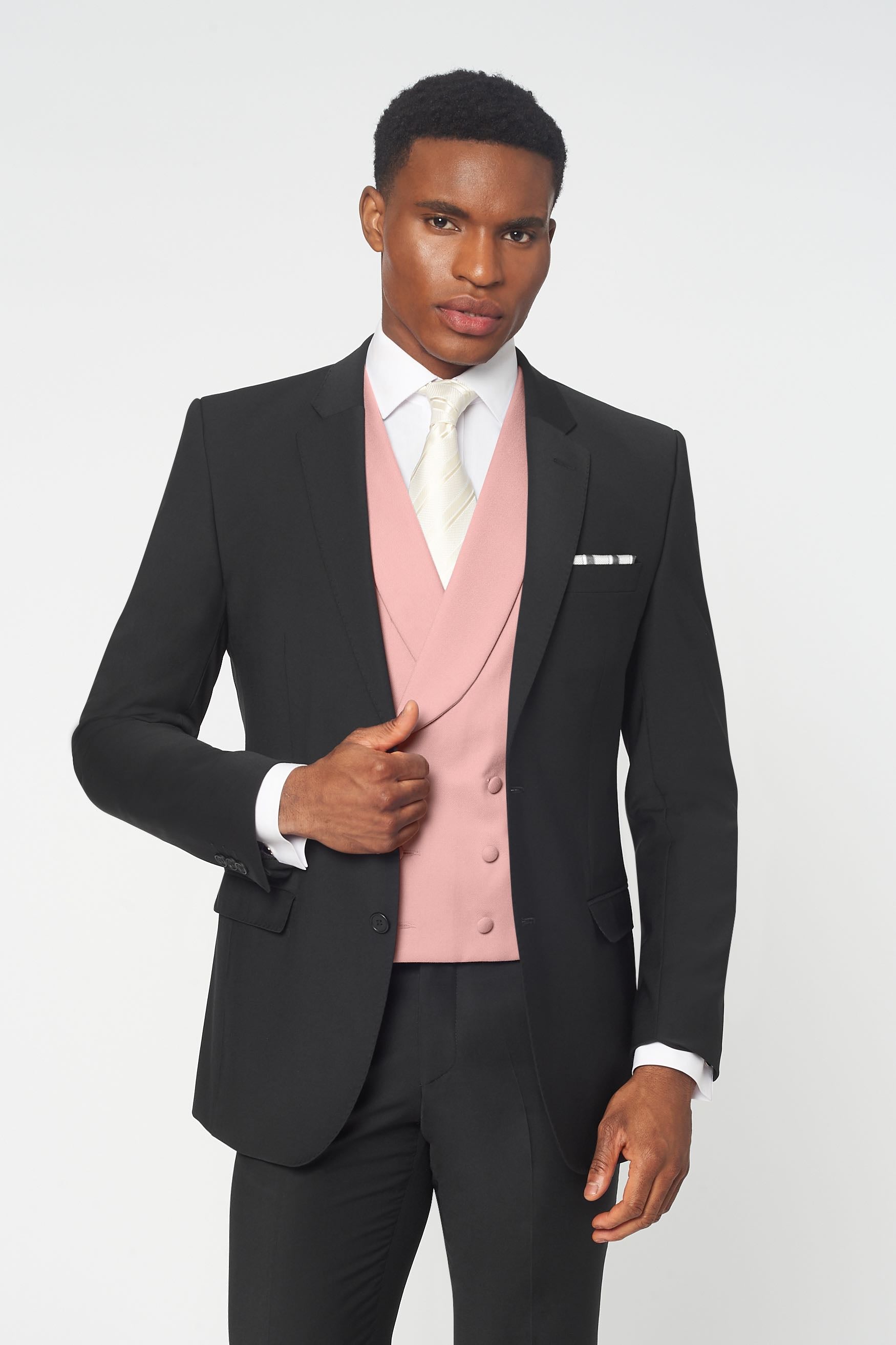 black suit and pink dress Elegant Satin Long Prom Dress with Split fg4550 formalgowns