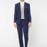 The Simkins - 3 Piece Blue Slim Fit Suit | Dove Grey Double Breasted Waistcoat