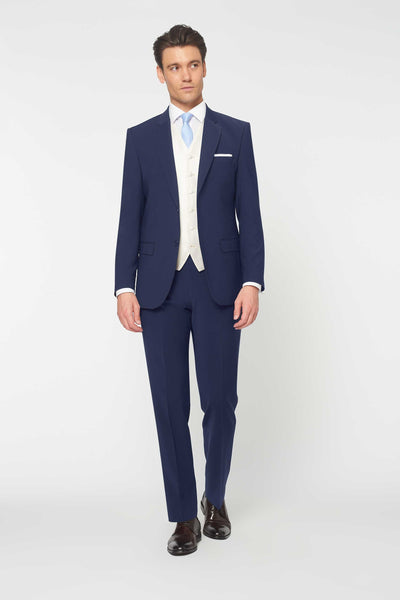 ivory tie blue suit