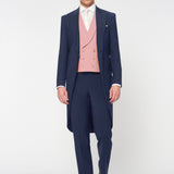 The Keadell - 3 Piece Blue Morning Suit | Pale Pink Double Breasted Waistcoat