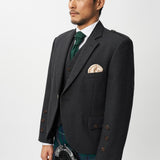 The Keville Charcoal Tweed Jacket & Waistcoat with Modern Douglas Kilt