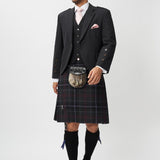 The Keville Charcoal Tweed Jacket & Waistcoat with Scottish Spirit Kilt