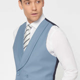 The Darnton - 3 Piece Black Suit | Pale Blue Double Breasted Waistcoat