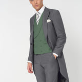 The Keadell - 3 Piece Grey Morning Suit | Deep Green Double Breasted Waistcoat