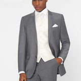 The Simkins - 3 Piece Grey Slim Fit Suit | Ivory Dot Waistcoat