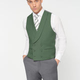 The Simkins - 3 Piece Grey Slim Fit Suit | Deep Green Double Breasted Waistcoat