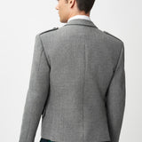 The Keville Light Grey Tweed Jacket & Waistcoat with Black Watch Kilt