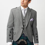 The Keville Light Grey Tweed Jacket & Waistcoat with Modern Douglas Kilt
