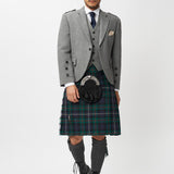 The Keville Light Grey Tweed Jacket & Waistcoat with Modern Robertson Kilt