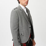 The Keville Light Grey Tweed Jacket & Waistcoat with Royal Stewart Kilt