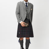 The Keville Light Grey Tweed Jacket & Waistcoat with Scottish Spirit Kilt