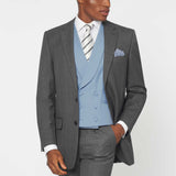 The Darnton - 3 Piece Mid Grey Suit | Pale Blue Double Breasted Waistcoat