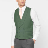 The Bidwell - 3 Piece Mid Grey Morning Suit | Deep Green Double Breasted Waistcoat